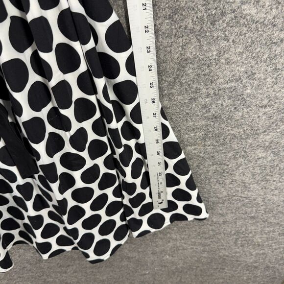 Avella Dress Women M Medium White Polka Dot Sheath Short Zipper Belted Casual - Picture 5 of 6